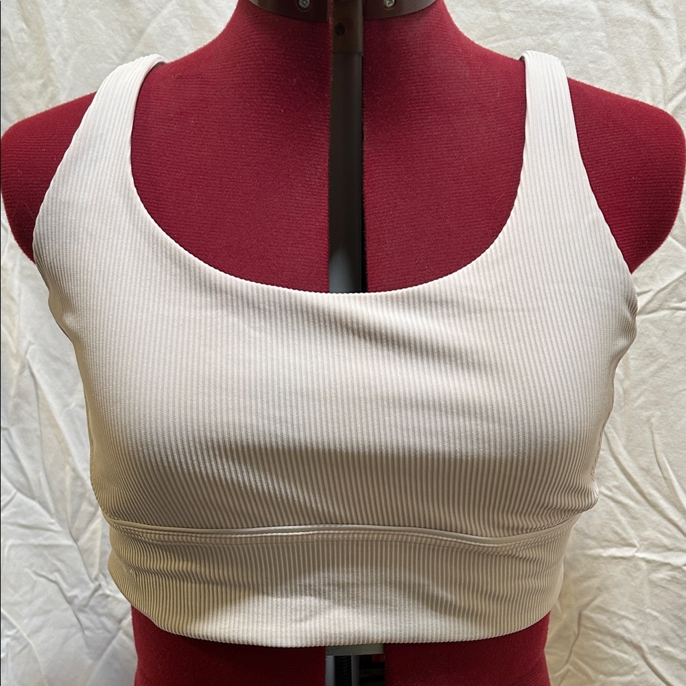 lululemon athletica Cream Ribbed Scoop-Neck Crop Tank